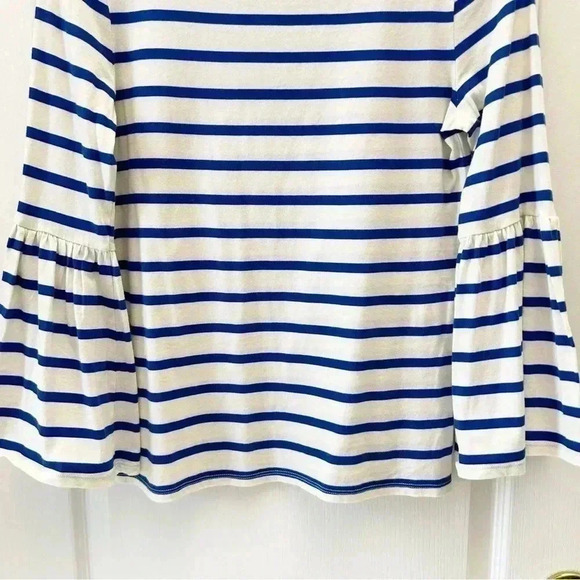 Banana Republic Bell Sleeve Top Supima Cotton Stripes White & Blue XS - Picture 6 of 16